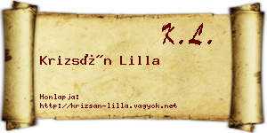 Krizsán Lilla névjegykártya